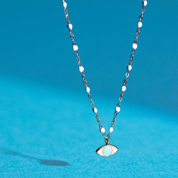 Gigi Clozeau Collier Eye Classic Blanc Or Rose 42 Cm