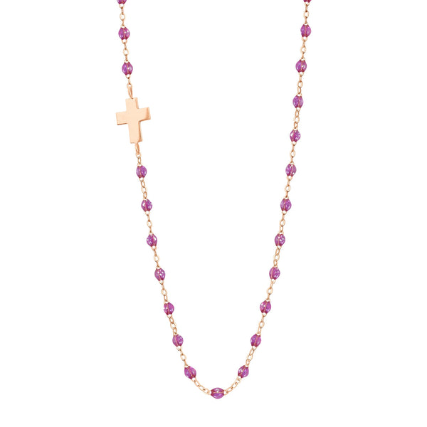 gigi clozeau Collier galaxy Croix de côté or rose 42 cm