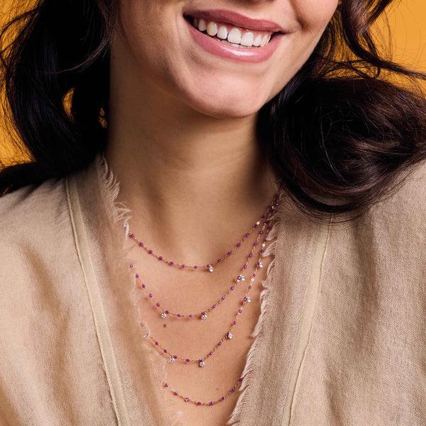 Gigi Clozeau Collier Galaxy Gigi Suprême Or Rose 3 Diamants 45 Cm