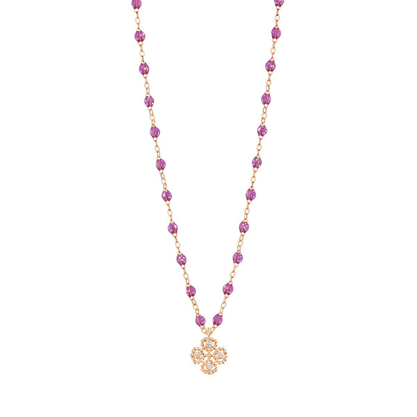 gigi clozeau Collier galaxy Lucky Trèfle diamants or rose 42 cm