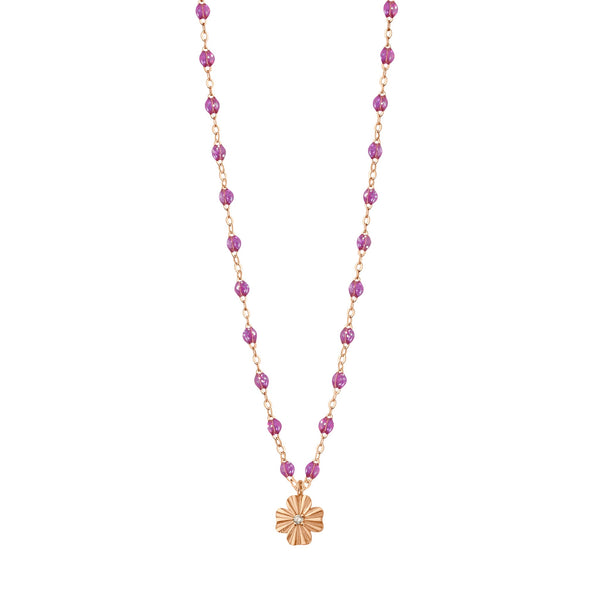 gigi clozeau Collier galaxy Trèfle Lumière diamant or rose 42 cm