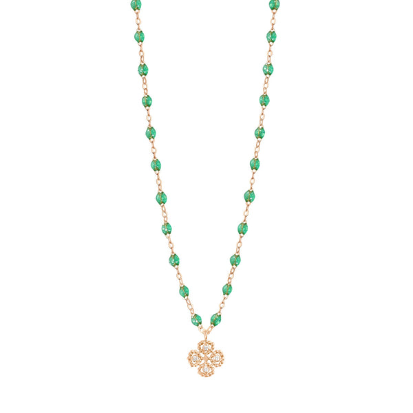 gigi clozeau Collier menthe Lucky Trèfle diamants or rose 42 cm