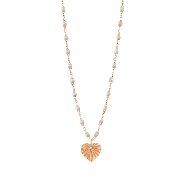 gigi clozeau Collier opale Cœur Lumière diamant or rose 42 cm