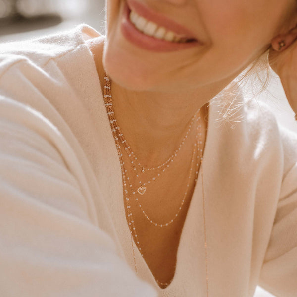 Gigi Clozeau Collier Opale Cœur Suprême Diamants Or Rose 42 Cm