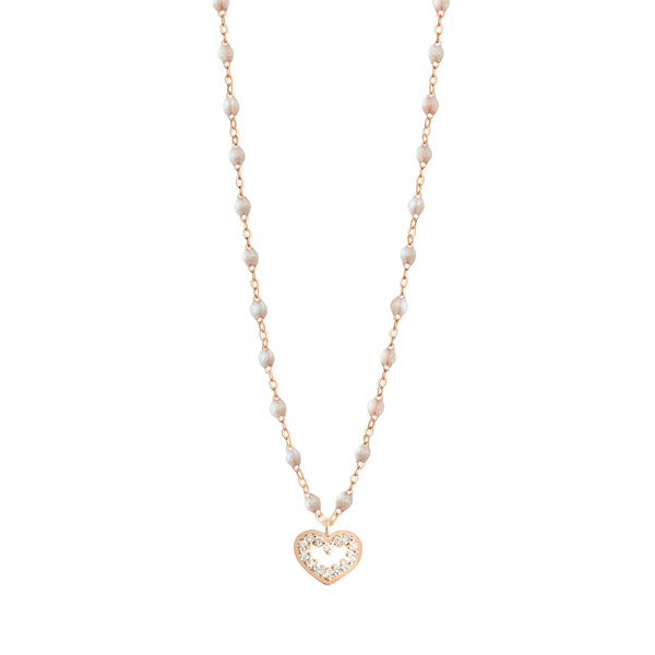 gigi clozeau Collier opale Cœur Suprême diamants or rose 42 cm