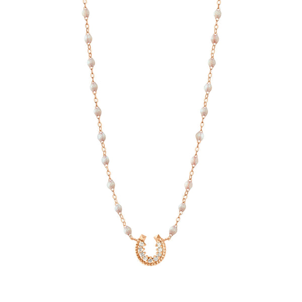 gigi clozeau Collier opale Fer à cheval diamants or rose 42 cm