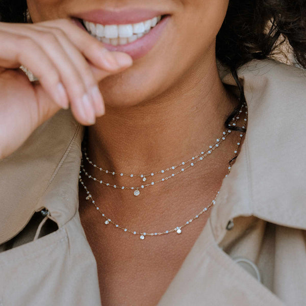 Gigi Clozeau Collier Opale Gigi Suprême Or Rose 5 Diamants 45 Cm