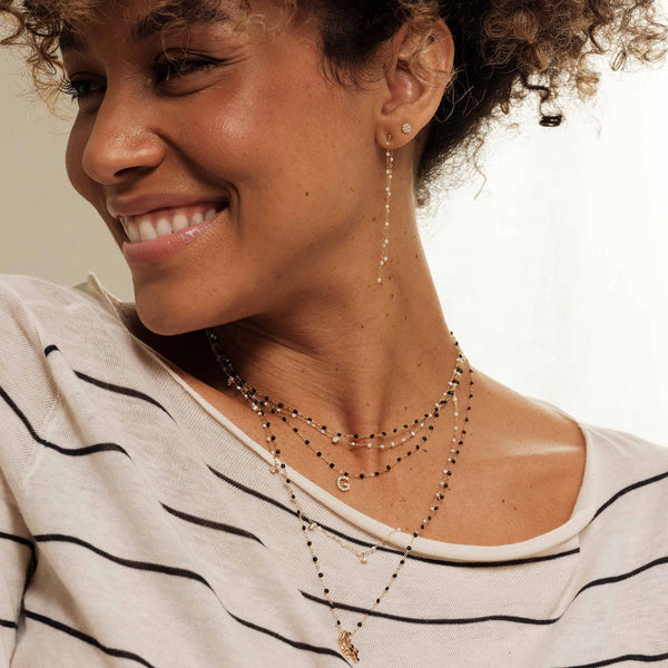 Gigi Clozeau Collier Opale Gigi Suprême Or Rose 5 Diamants 45 Cm