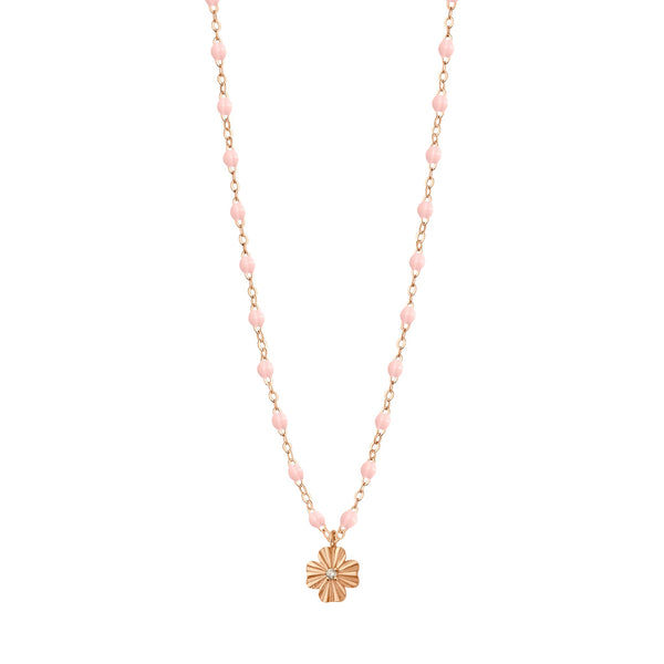 gigi clozeau Collier rose bébé Trèfle Lumière diamant or rose 42 cm