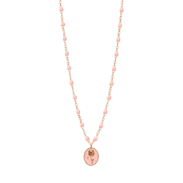 gigi clozeau Collier Rose résine rose bébé or rose 42 cm