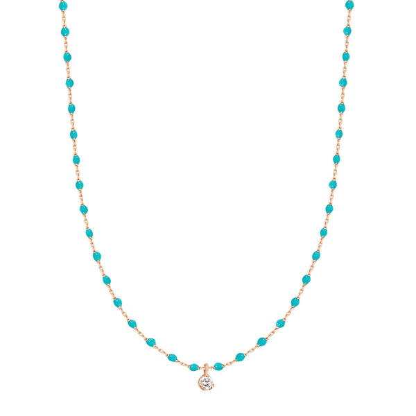 gigi clozeau Collier turquoise vert Mini Gigi or rose 1 diamant 40 cm