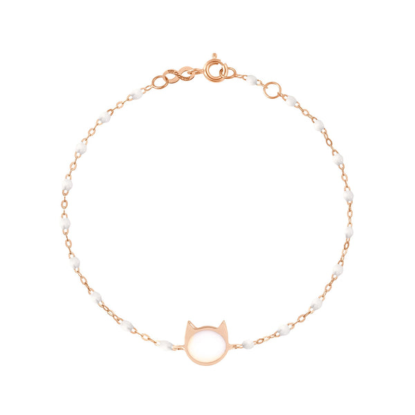 gigi clozeau Bracelet blanc Chat or rose 17 cm