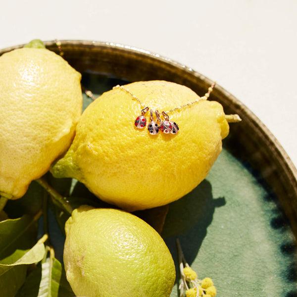 Gigi Clozeau Pendentif Coquelicot Ladybug Or Rose