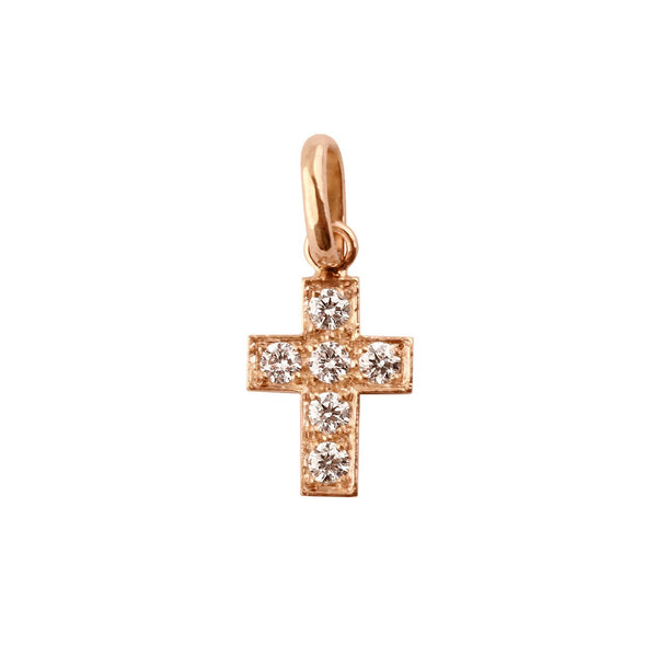 gigi clozeau Pendentif Croix diamants or rose