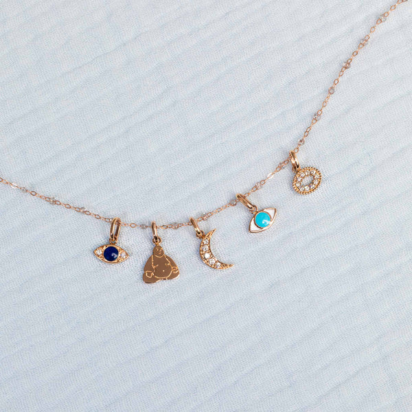 Gigi Clozeau Pendentif Eye Prusse Diamants Or Rose