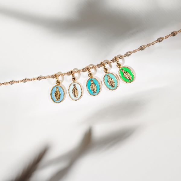 Gigi Clozeau Pendentif Madone Résine Jade Or Rose