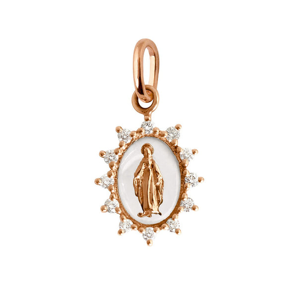 gigi clozeau Pendentif blanc Madone Suprême or rose diamants
