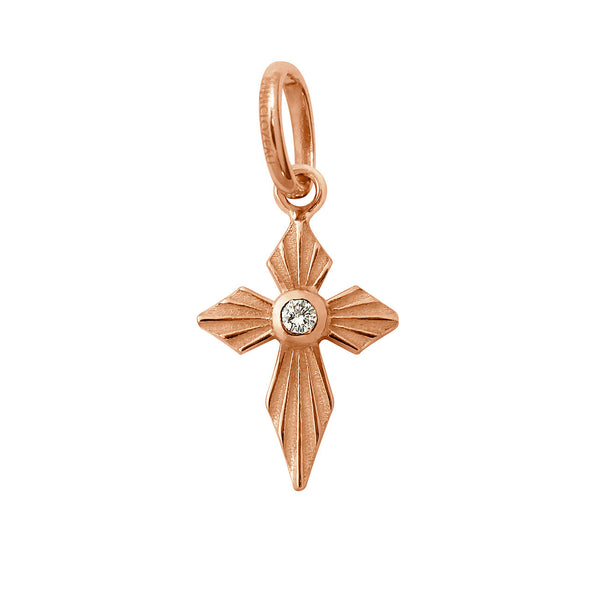 gigi clozeau Pendentif Croix Lumière diamant or rose