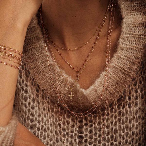 Gigi Clozeau Pendentif Croix Vintage Diamants Or Rose