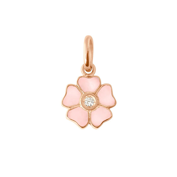 gigi clozeau Pendentif Fleur résine rose bébé diamant or rose