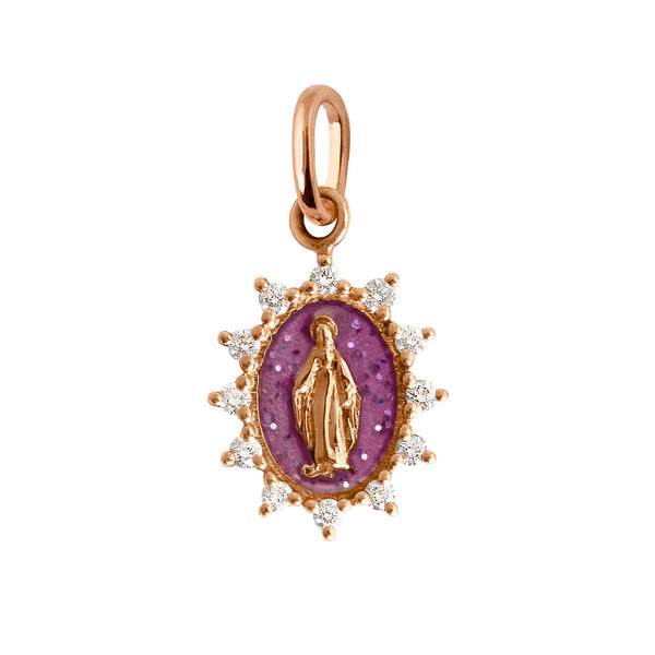 gigi clozeau Pendentif galaxy Petite Madone Suprême or rose diamants