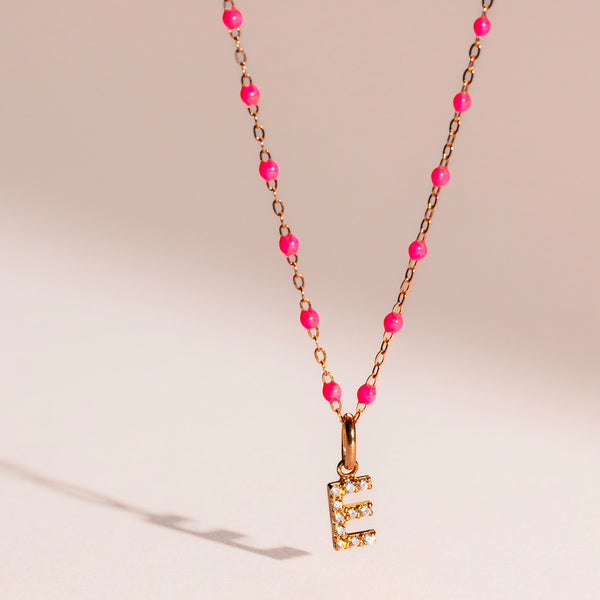 Gigi Clozeau Pendentif Lucky Letter E Or Rose Diamants