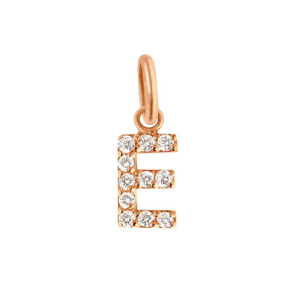 gigi clozeau Pendentif Lucky Letter E or rose diamants