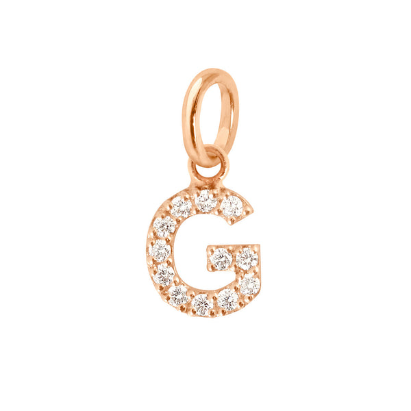 gigi clozeau Pendentif Lucky Letter G or rose diamants