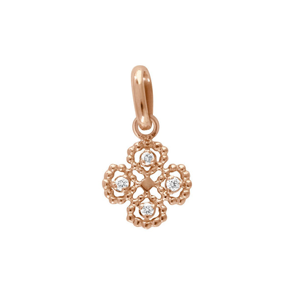 gigi clozeau Pendentif Lucky Trèfle diamants or rose