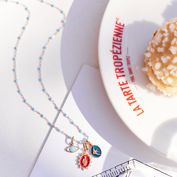 Gigi Clozeau Pendentif Poisson Ange Résine Saphir Or Rose