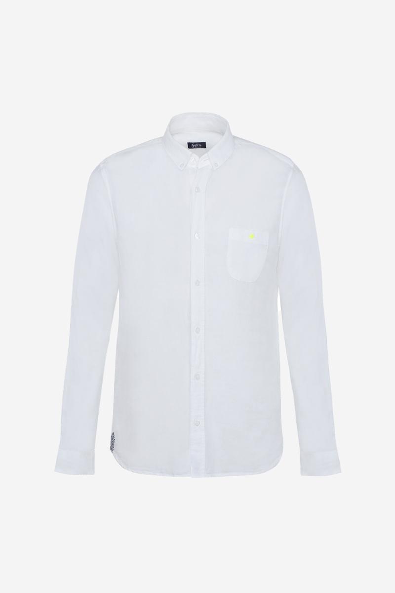 Gilis Chemise Blanche En Coton Et Lin Col Classique