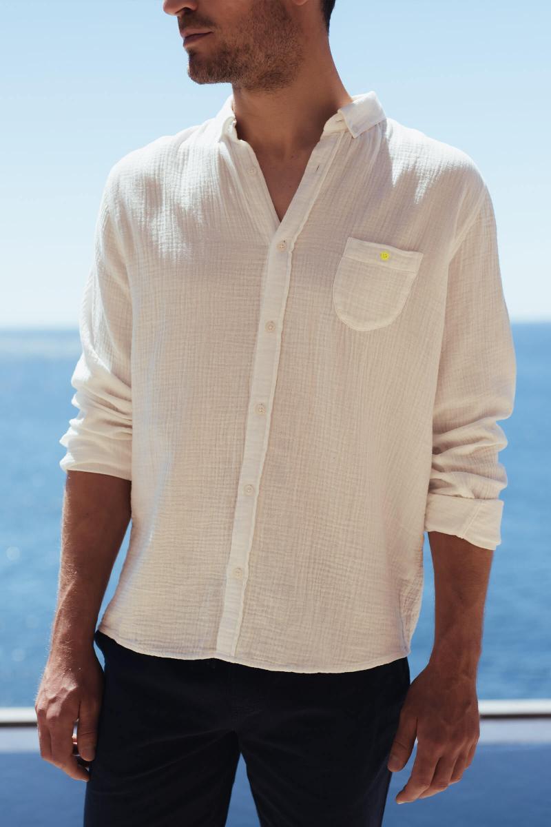 Gilis Chemise Blanche En Gaze De Coton Col Classique