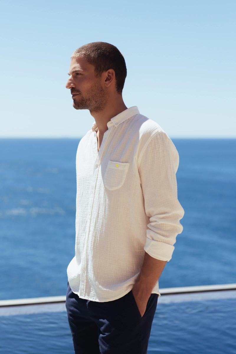 gilis Chemise Blanche en gaze de coton Col Classique