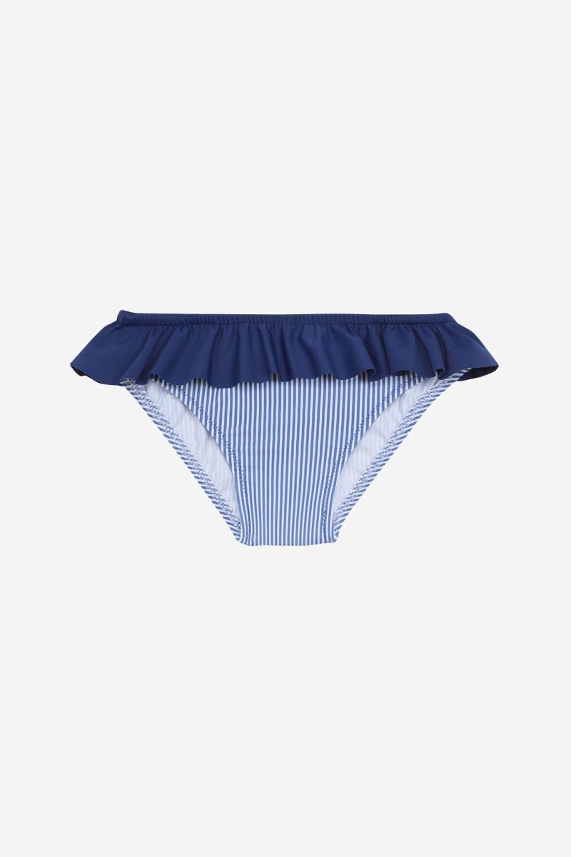 gilis Culotte de bain Octavie - Rayures Bleues Taille élastiquée et volant contrasté
