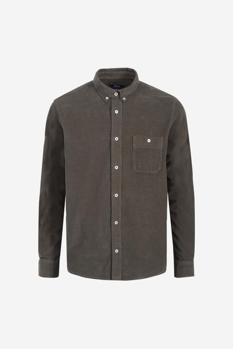 Gilis Chemise Kaki En Velours Côtelé Col Classique