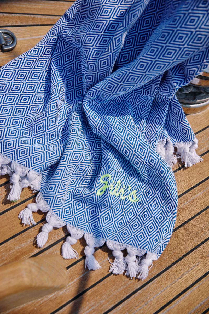 gilis Fouta en coton - bleue