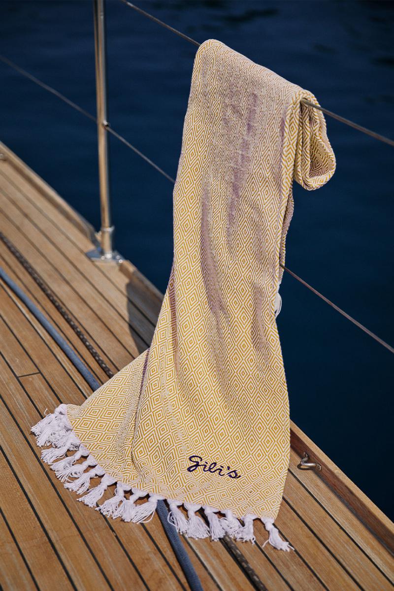 gilis Fouta en coton - jaune 100% coton