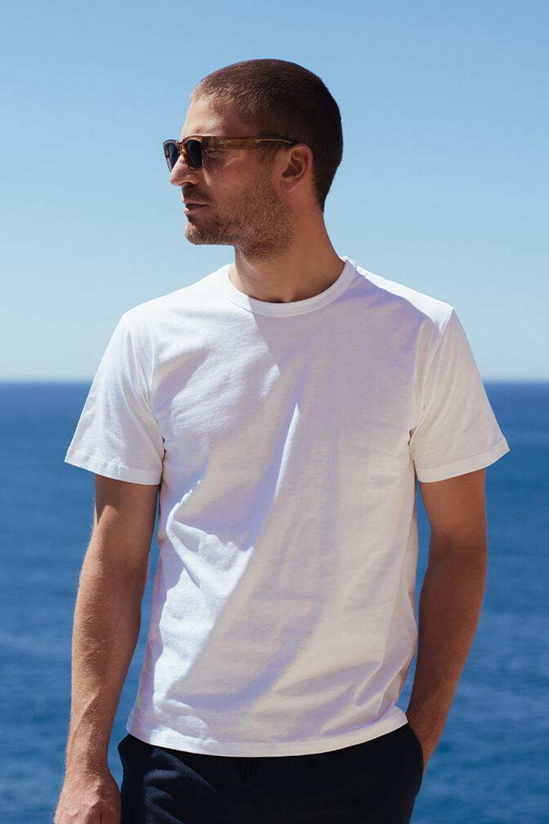 Gilis T-shirt Blanc En Coton Col Rond