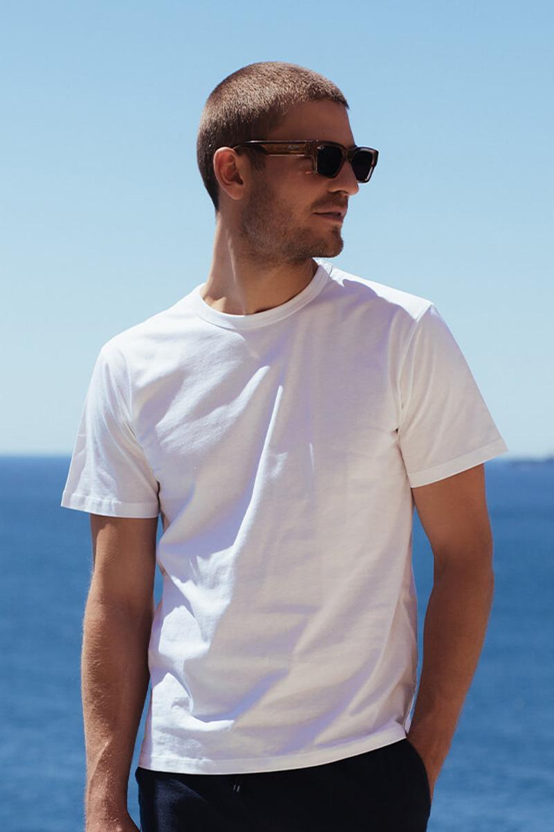 gilis T-shirt Blanc en coton Col rond