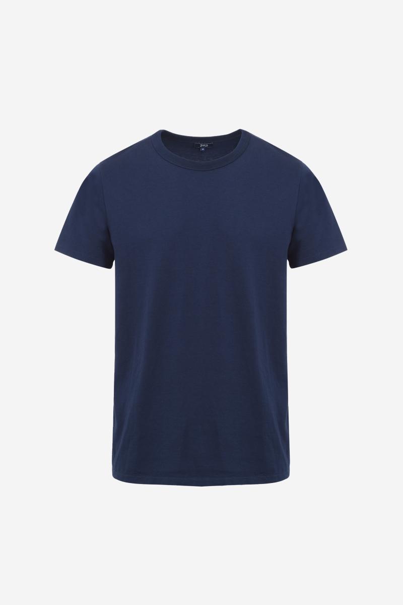 Gilis T-shirt Navy En Coton Col Rond