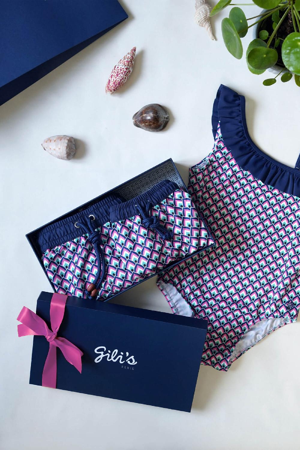 gilis Le pack de maillots de bain papa / garçon & fille - Pink Jaipur