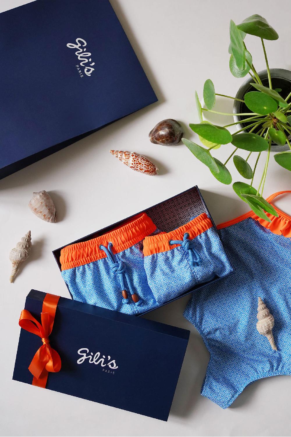 gilis Le pack de maillots de bain papa / garçon & fille - Sky Blue Azulejos