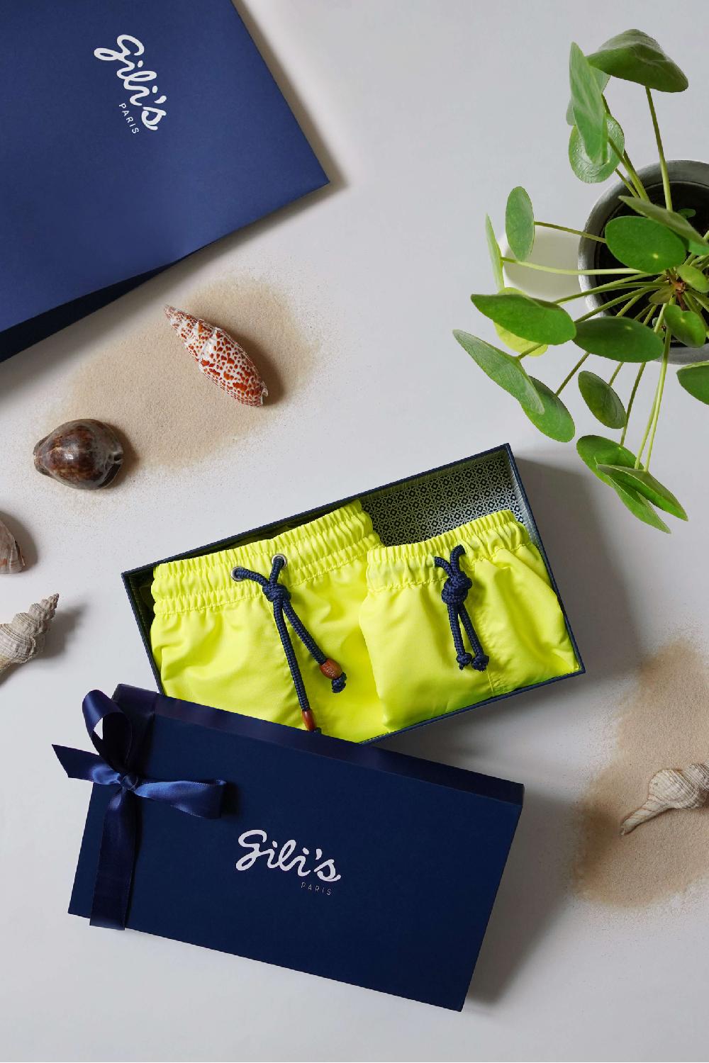 gilis Le pack de shorts de bain papa / garçon - Jaune Fluo gilis Le pack de shorts de bain papa / garçon - Jaune Fluo