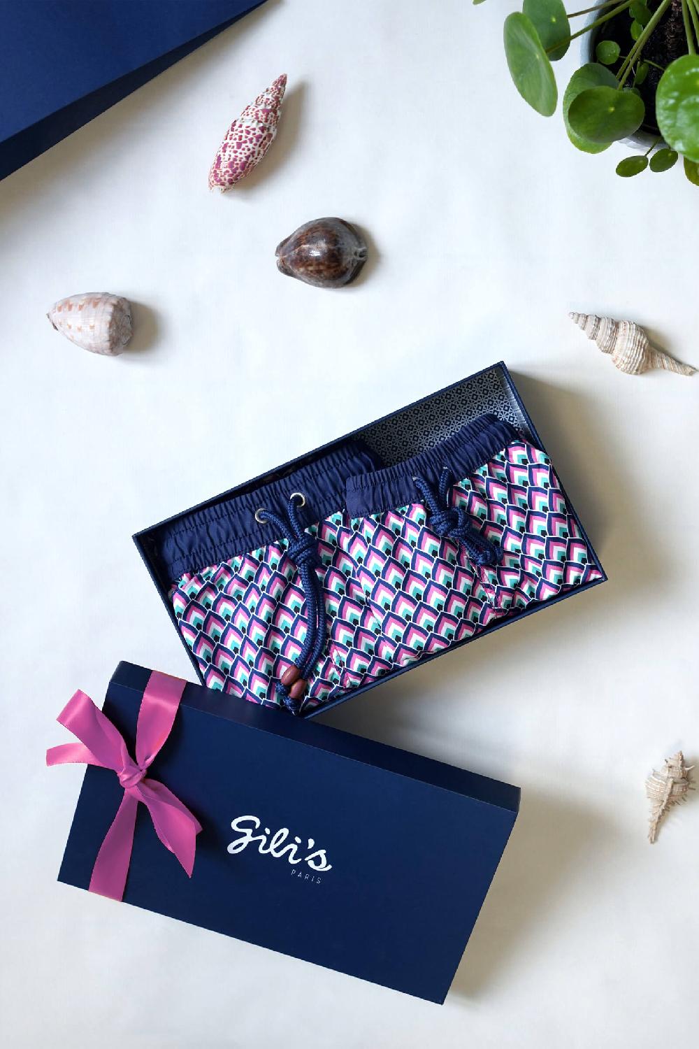 gilis Le pack de shorts de bain papa / garçon - Pink Jaipur