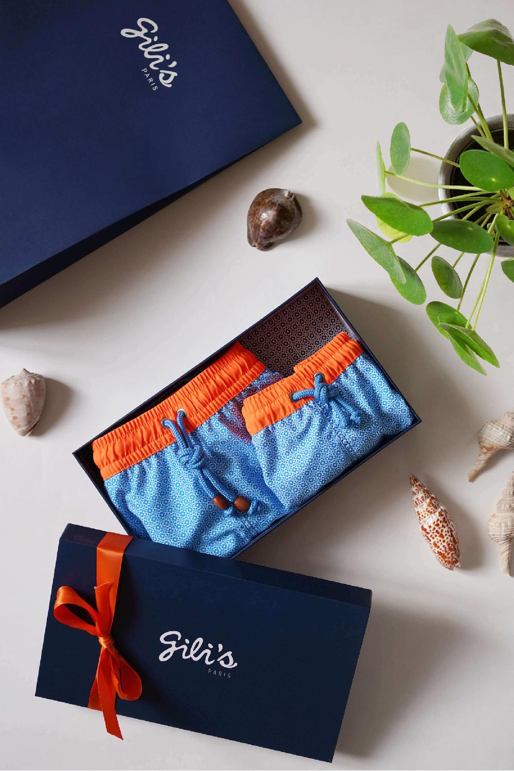 gilis Le pack de shorts de bain papa / garçon - Sky Blue Azulejos