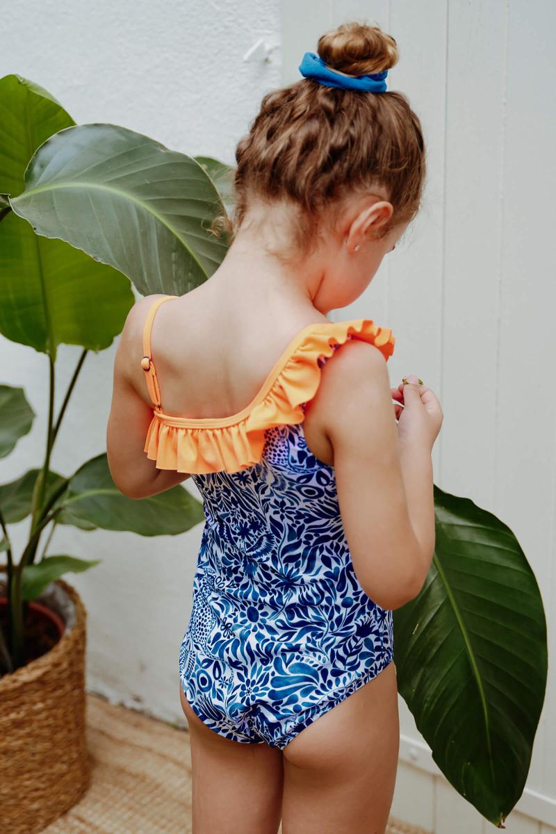 Gilis Maillot De Bain Une Pièce Flores - Amazonico L' Asymétrique à Volant Pour Petite Fille