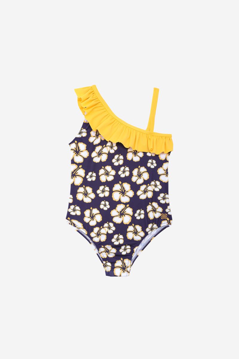 Gilis Maillot De Bain Une Pièce Flores - Huahine L' Asymétrique à Volant Pour Petite Fille