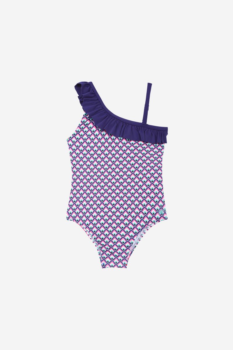 Gilis Maillot De Bain Une Pièce Flores - Pink Jaipur L' Asymétrique à Volant Pour Petite Fille