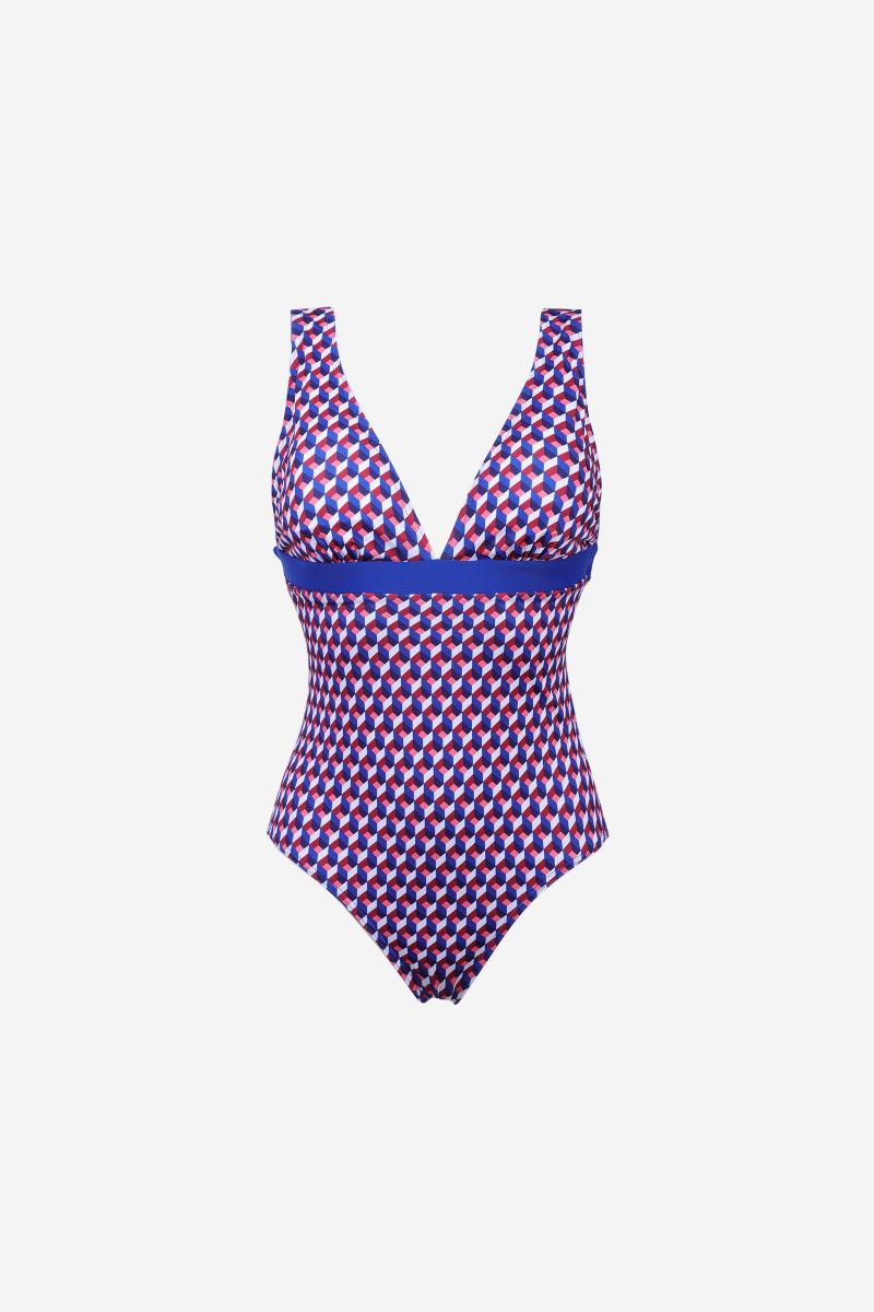 Gilis Maillot De Bain Une Pièce Isaure - Cherry Rubik L' Iconique Décolleté En V à Larges Bretelles