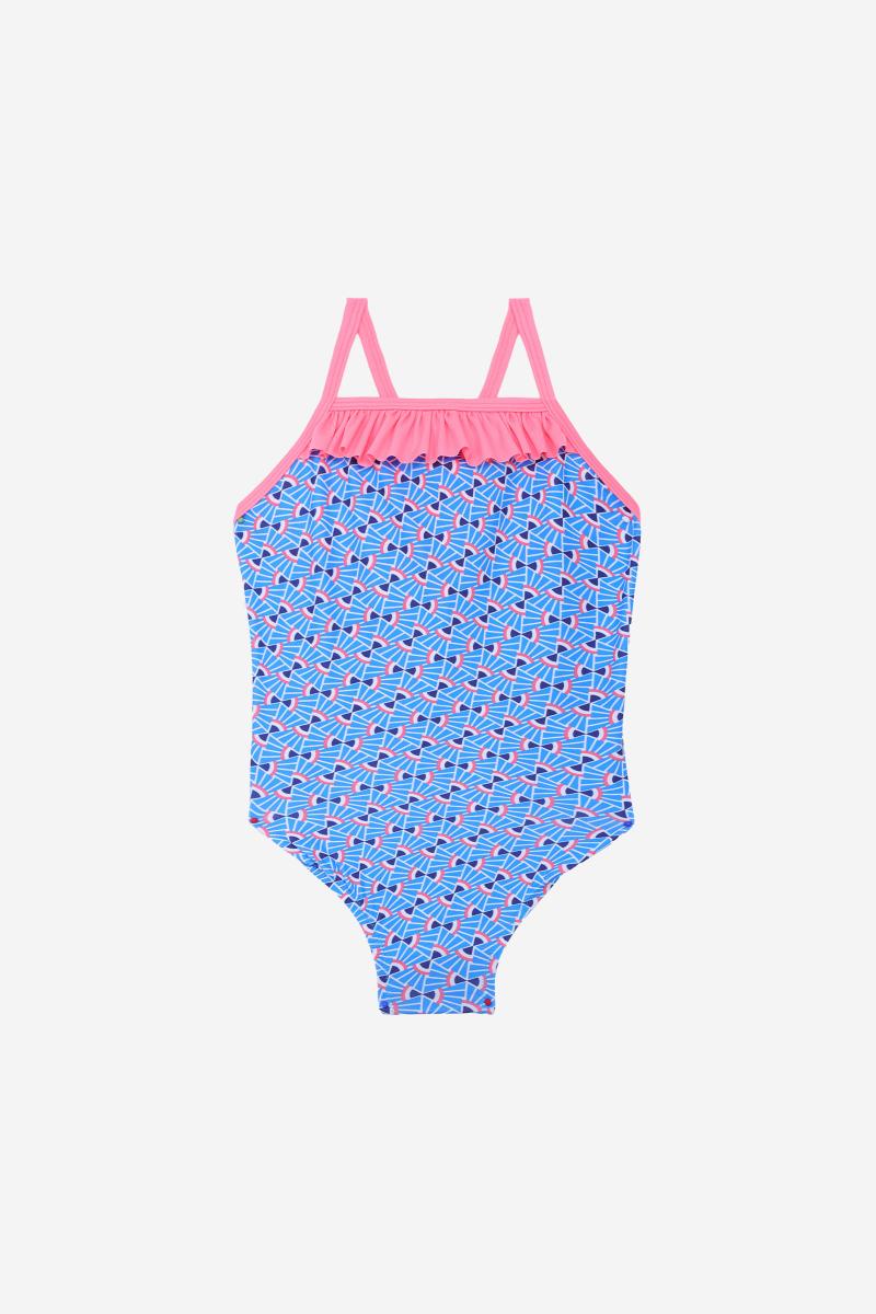 Gilis Maillot De Bain Une Pièce Java - Blue Cali Le Décolleté Droit à Volant Pour Petite Fille